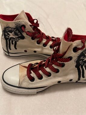 Chuck taylor converse  edition high top sneakers  - White Canvas with Red and B